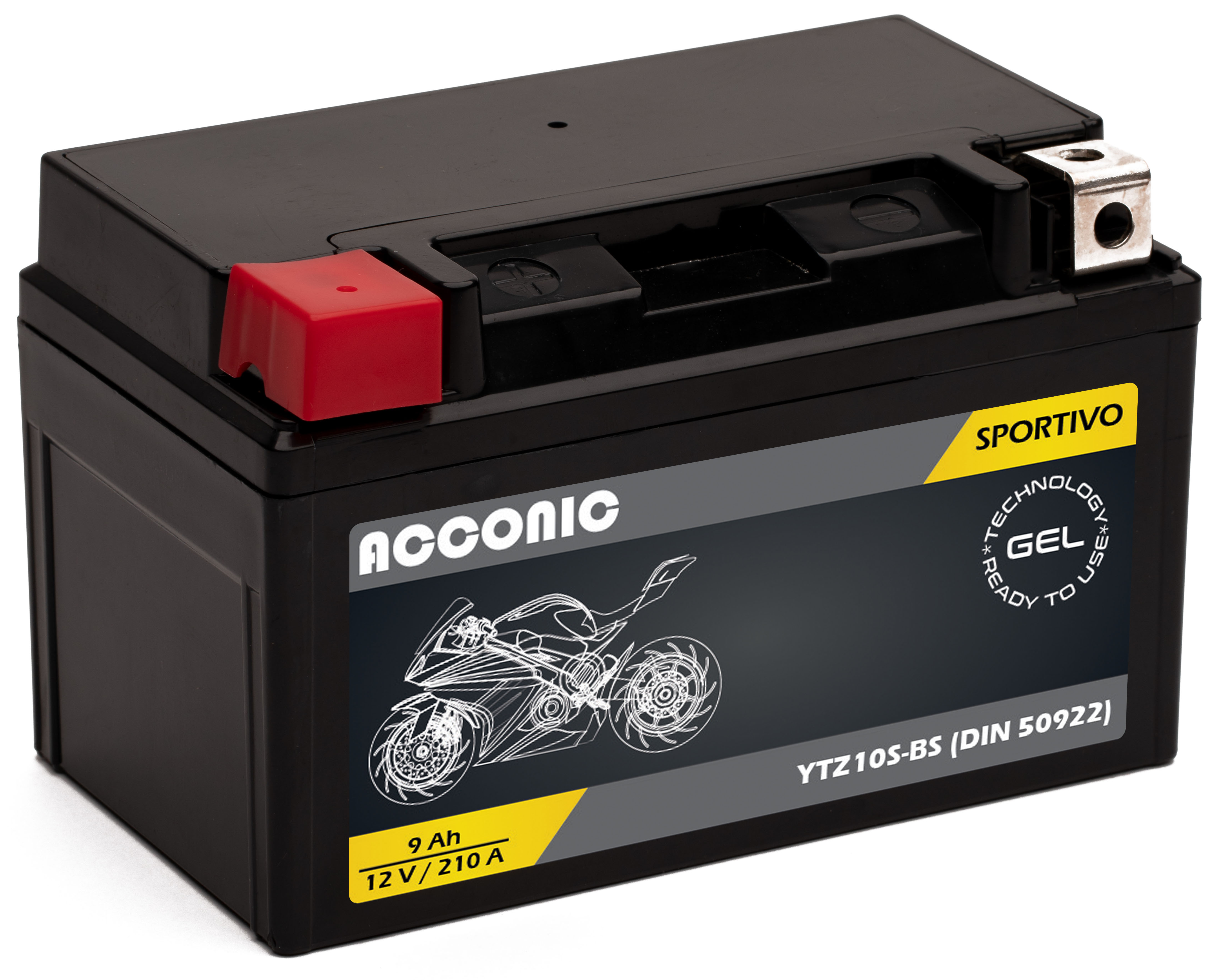 ACCONIC Sportivo GEL YTZ10S-BS Motorradbatterie 9 Ah 12V (DIN 50922)